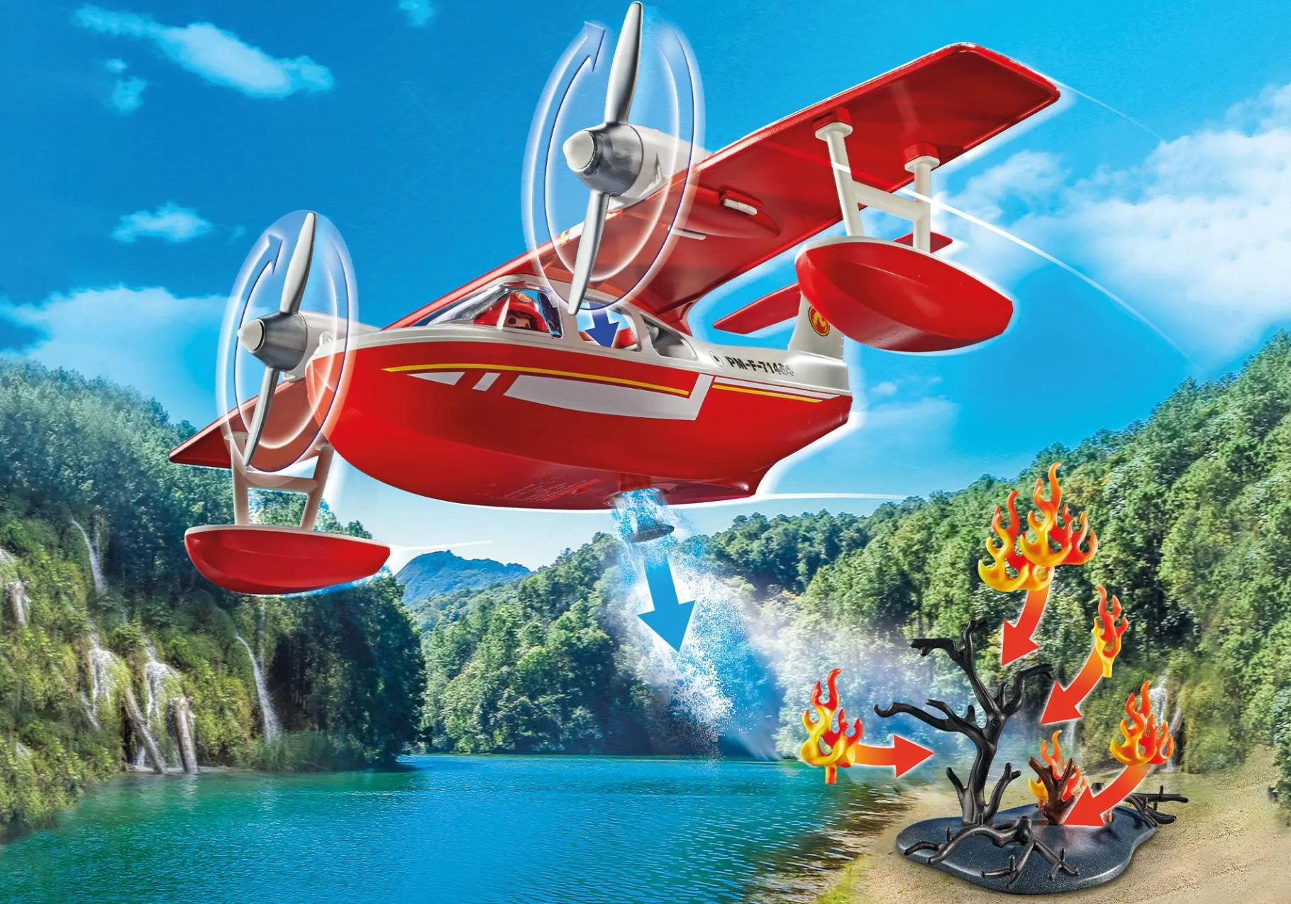 Feuerwehrflugzeug mit Löschfunktion-PLAYMOBIL Discount
