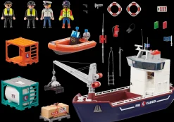 Großes Containerschiff mit Zollboot-PLAYMOBIL Clearance