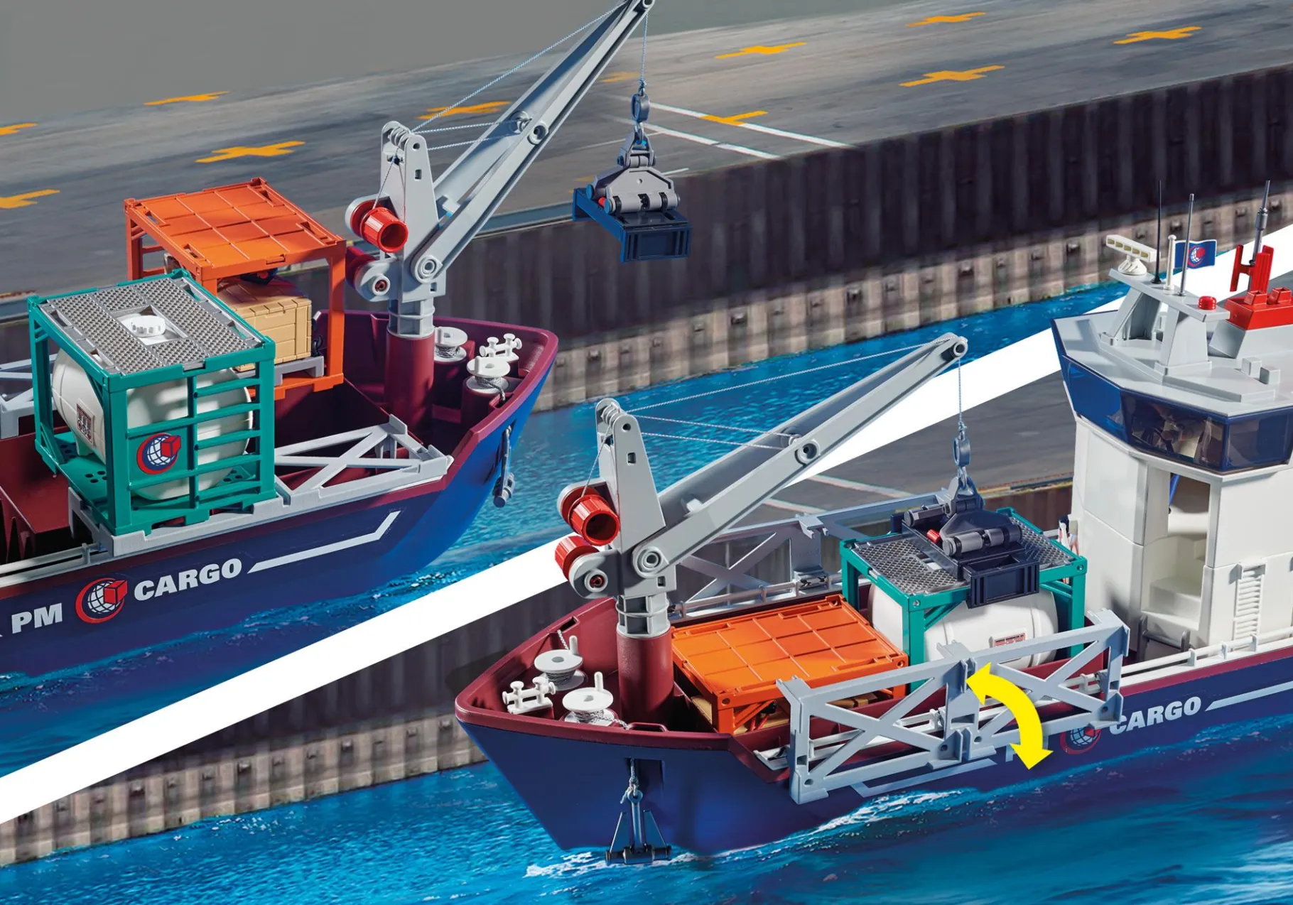 Großes Containerschiff mit Zollboot-PLAYMOBIL Clearance