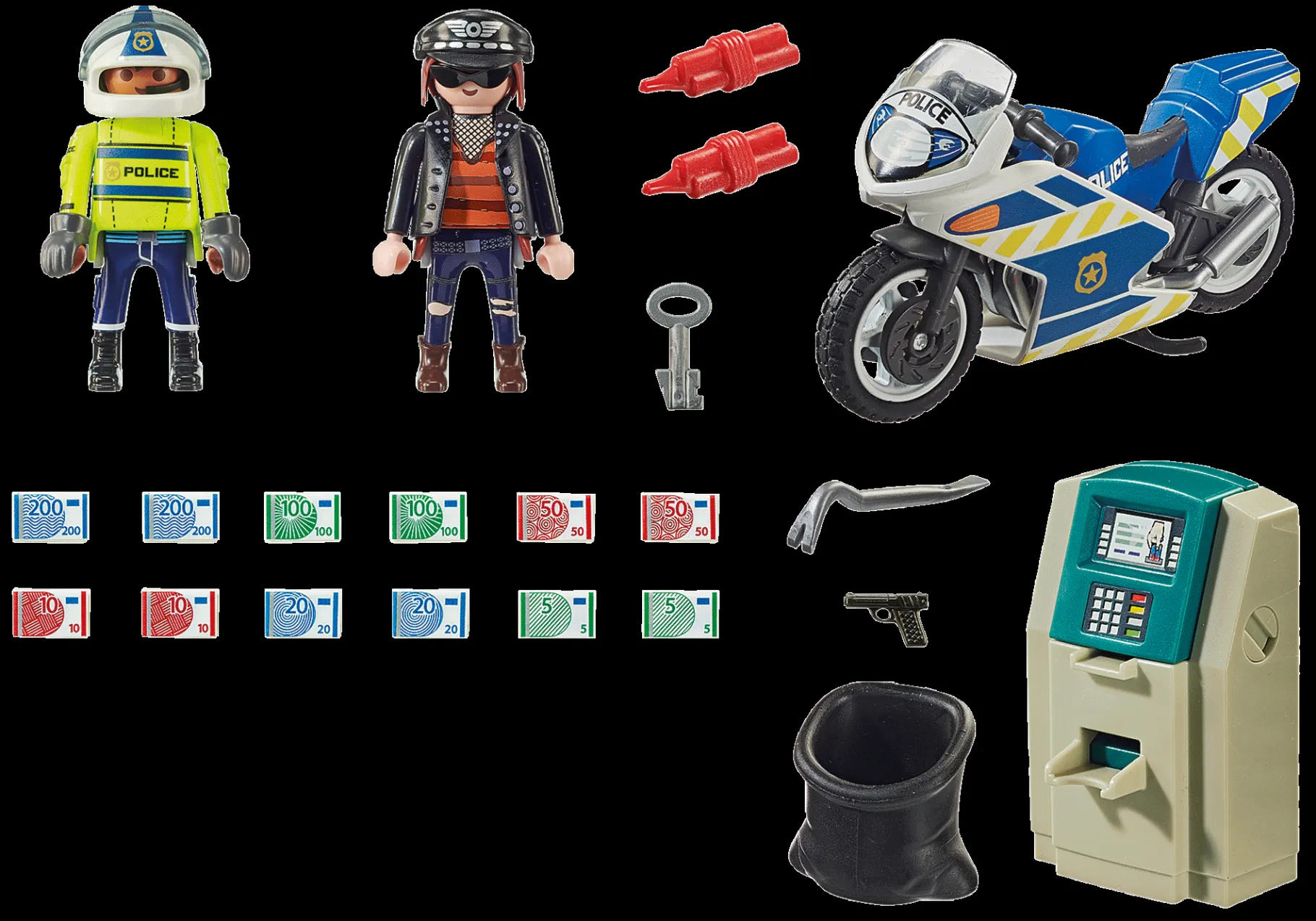 Polizei-Motorrad: Verfolgung des Geldräubers-PLAYMOBIL Best
