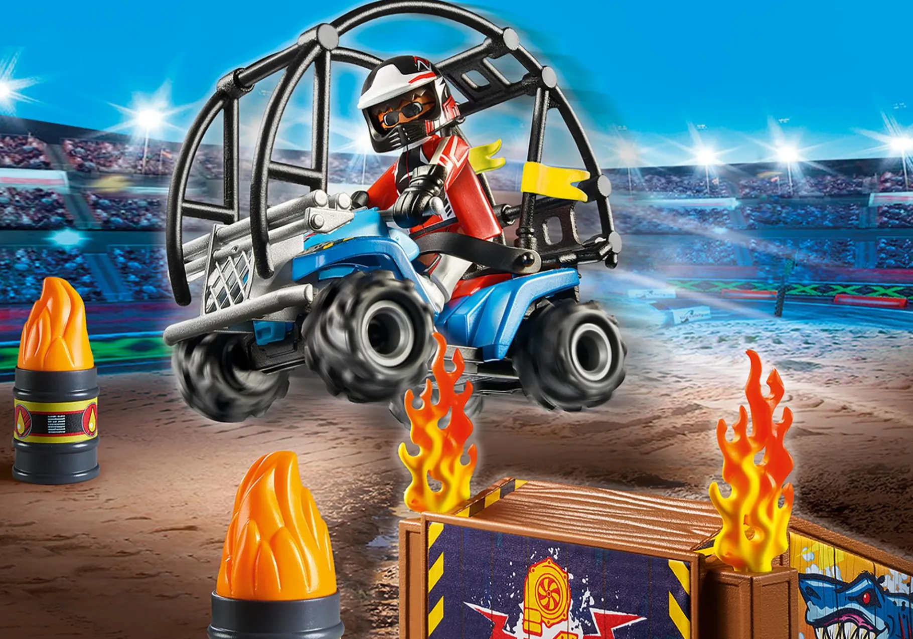 Starter Pack Stuntshow Quad mit Feuerrampe-PLAYMOBIL Shop
